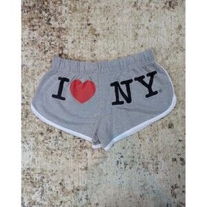 I Heart NY Short Shorts Gray with White Piping Size Lg